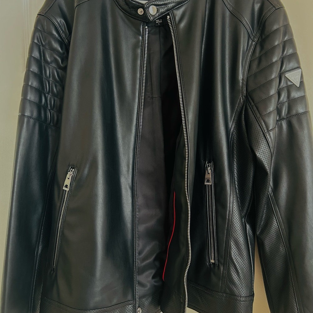 GUESS Men’s Black Leather Jacket